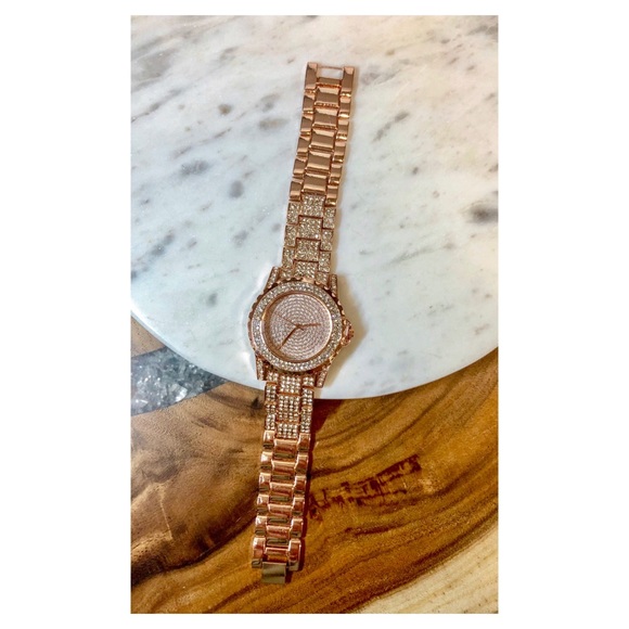 Rose Gold Crystal Covered Watch - Picture 3 of 8